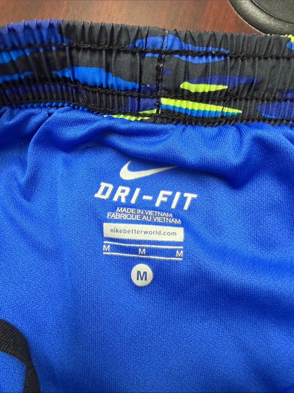 Nike Women’s Blue & Lime Patterned Athletic Shorts